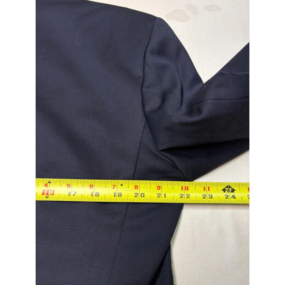 Lauren Ralph Lauren Mens 42R Navy Blue 100% Wool Blazer Gold Crest Buttons
